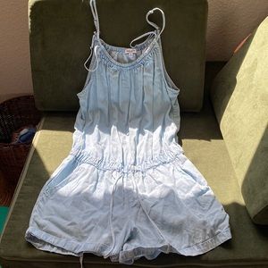 splendid light denim strappy romper, M